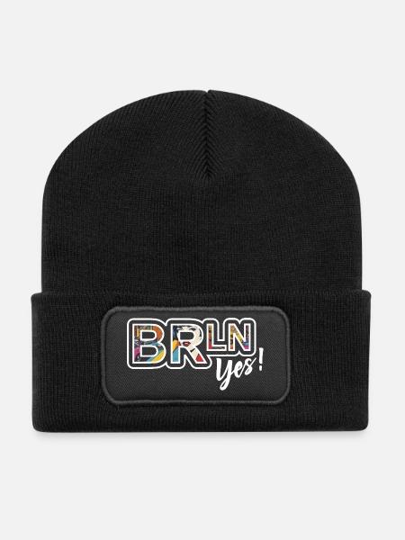 Graffiti-Stil Berlin Yes! - Recycelte Patch Beanie - Schwarz