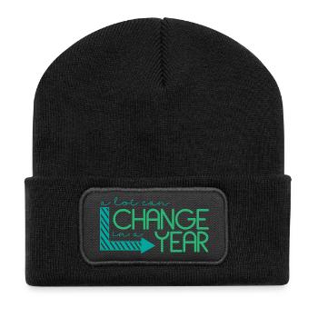 Citation inspirante changement annuel - Beanie recyclé à patch - noir - Devant