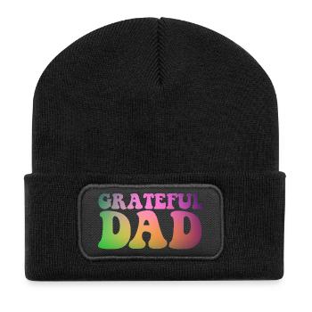 Grateful Dad Funny Father's Day Grateful Dad - Recycled Patch Beanie - black - Front