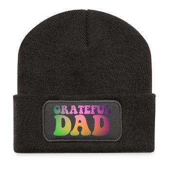 Grateful Dad Funny Father's Day Grateful Dad - Recycled Patch Beanie - dark grey - Front