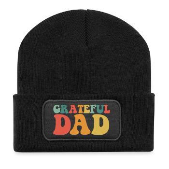 Grateful Dad Funny Father's Day Grateful Dad - Recycled Patch Beanie - black - Front