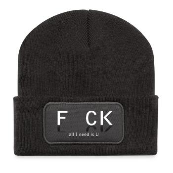 Provocative textual design with slogan - Recycled Patch Beanie - dark grey - Front