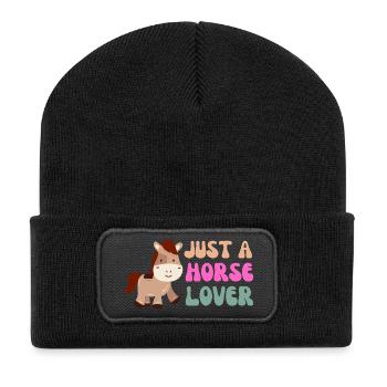 Illustration fantaisiste d’amoureux des chevaux - Beanie recyclé à patch - noir - Devant