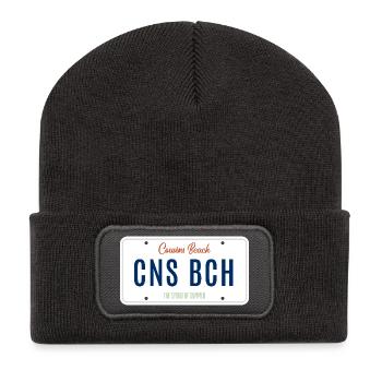 Plage Cousins – Plaque d’immatriculation - Beanie recyclé à patch - charbon - Devant