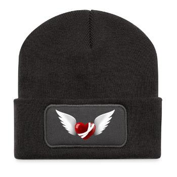 Wounded Heart with Wings - Recycled Patch Beanie - dark grey - Front