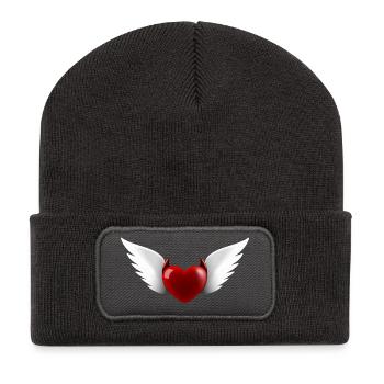 Herz Engel Teufel - Recycelte Patch Beanie - Dunkelgrau - Vorne