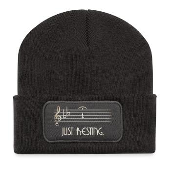 Just Resting Music Silhouette - Recycled Patch Beanie - dark grey - Front