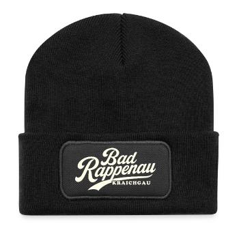 Bad Rappenau Schriftzug Vintage Style - Recycelte Patch Beanie - Schwarz - Vorne