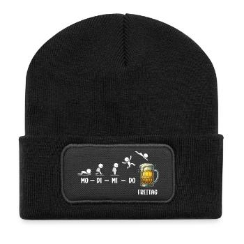 Freitag Wochenende Bierliebhaber Biertrinker - Recycelte Patch Beanie - Schwarz - Vorne