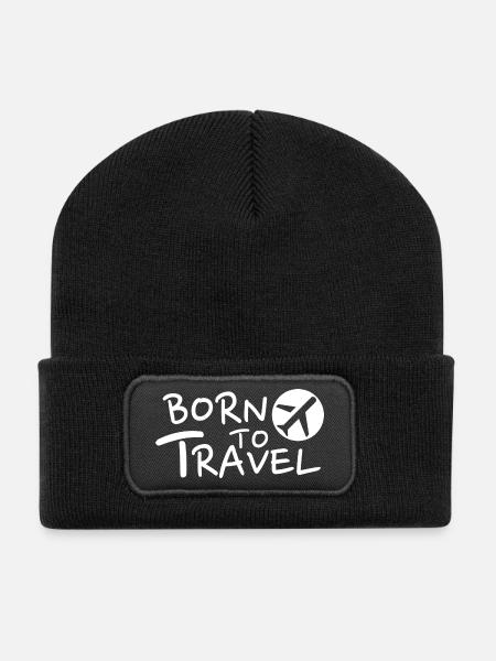 Né pour voyager Envie de voyager Aventure - Beanie recyclé à patch - noir