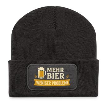 Mehr Bier – Weniger Probleme - Recycelte Patch Beanie - Dunkelgrau - Vorne