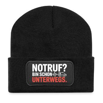 Rettungssanitäter Geschenk Krankenwagen Fahren - Recycelte Patch Beanie - Schwarz - Vorne