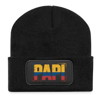  Papi Kolumbien Flagge – Geschenk für - Recycelte Patch Beanie - Schwarz - Vorne