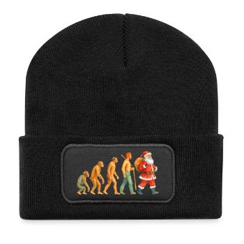 Evolution zum Weihnachtsmann – Watercolor Xmas - Recycelte Patch Beanie - Schwarz - Vorne