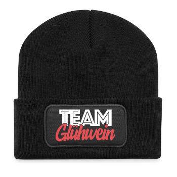 Team Glühwein Weihnachtsmarkt Weihnachten Spruch - Recycelte Patch Beanie - Schwarz - Vorne