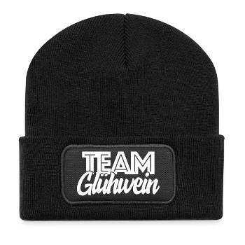 Team Glühwein Weihnachtsmarkt Weihnachten Gruppe - Recycelte Patch Beanie - Schwarz - Vorne