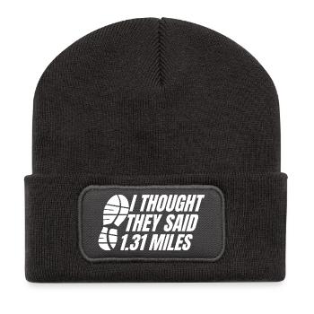 marathonien, ils ont dit 1,31 miles de course - Beanie recyclé à patch - charbon - Devant