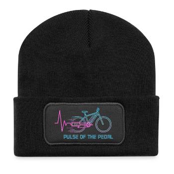 Neon Pulse Fahrradgrafik - Recycelte Patch Beanie - Schwarz - Vorne