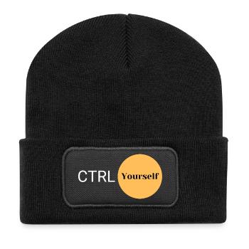 CTRL Sich selbst - Recycelte Patch Beanie - Schwarz - Vorne