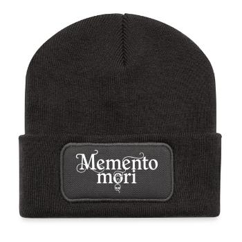 Memento Mori - Citation latine Skull White - Beanie recyclé à patch - charbon - Devant