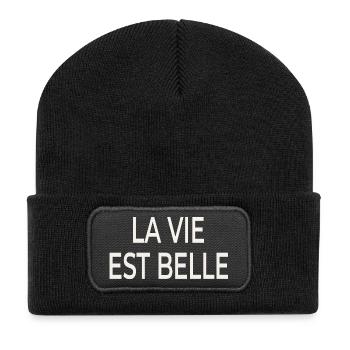 La Vie Est Belle – French chic - Recycled Patch Beanie - black - Front
