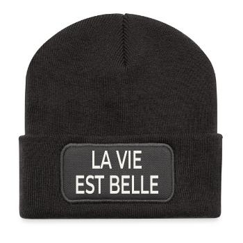 La Vie Est Belle – Französischer Chic - Recycelte Patch Beanie - Dunkelgrau - Vorne