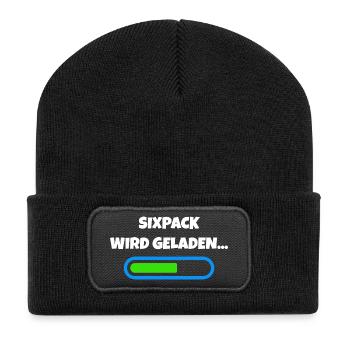 Sixpack wird geladen - Fitness Fortschritt - Recycelte Patch Beanie - Schwarz - Vorne