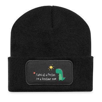 Failed as a Person – I’m a Dinosaur Now - Recycelte Patch Beanie - Schwarz - Vorne