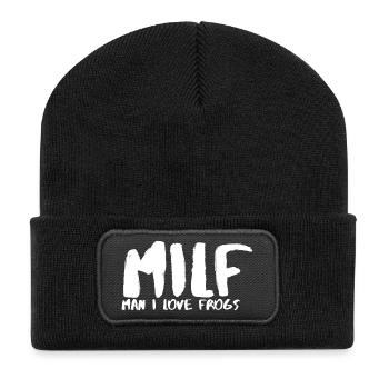 Man I Love Frogs Funny Frog Word Game - Recycled Patch Beanie - black - Front