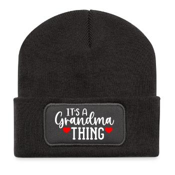 Grandma Thing Herz-Design - Recycelte Patch Beanie - Dunkelgrau - Vorne