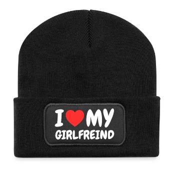 Amour pour ma copine - Beanie recyclé à patch - noir - Devant