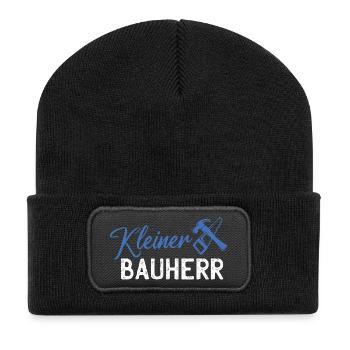 Small builder logo with hammer and saw - Recycled Patch Beanie - black - Front