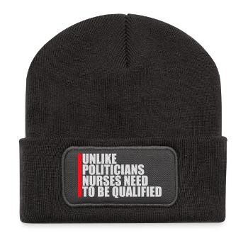 Contrairement aux politiciens, les infirmières doivent être qualifiées - Beanie recyclé à patch - charbon - Devant