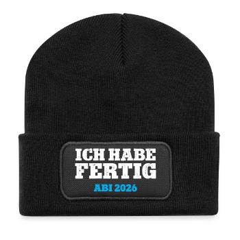 ICH HABE FERTIG ABI 2026 ABITUR Schulabschluss 26 - Recycelte Patch Beanie - Schwarz - Vorne