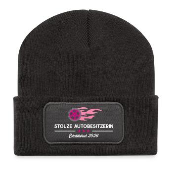 Propriétaire de voiture Permis de conduire 2026 Voiture neuve - Beanie recyclé à patch - charbon - Devant