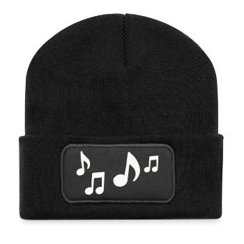 Notenfluss Silhouette - Recycelte Patch Beanie - Schwarz - Vorne