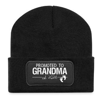 Promue grand-mère 2026 Nouveau cadeau de grand-mère - Beanie recyclé à patch - noir - Devant