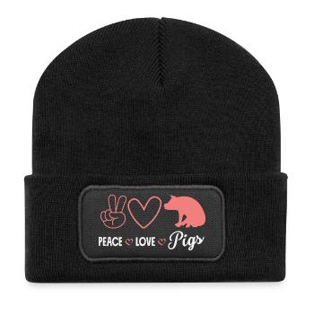 Paix Amour Cochons Paix Amour Cochons Cœur - Beanie recyclé à patch - noir - Devant