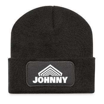 Geschenk für Johnny - Recycelte Patch Beanie - Dunkelgrau - Vorne