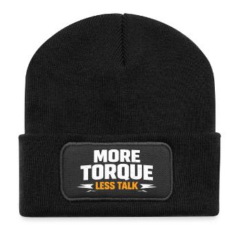 Mehr Drehmoment Weniger Quatschen - Recycelte Patch Beanie - Schwarz - Vorne