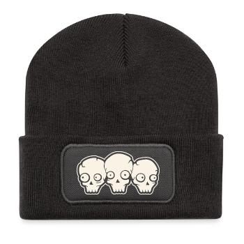 Totenkopf - Recycelte Patch Beanie - Dunkelgrau - Vorne
