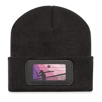 Volleyball Mädchen Beachvolleyball Volleyballerin - Recycelte Patch Beanie - Dunkelgrau - Vorne