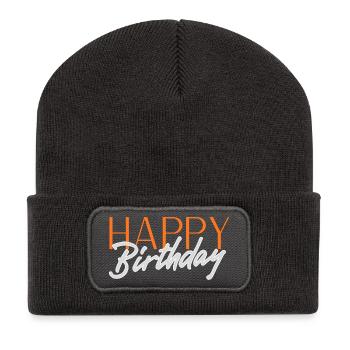 Happy Birthday - Recycelte Patch Beanie - Dunkelgrau - Vorne
