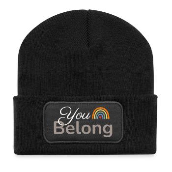 You Belong Rainbow Heart Design - Recycled Patch Beanie - black - Front
