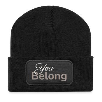 You Belong Typography Design Minimalist Taupe - Recycled Patch Beanie - black - Front