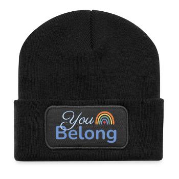 You Belong Rainbow Heart Design Blue - Recycled Patch Beanie - black - Front