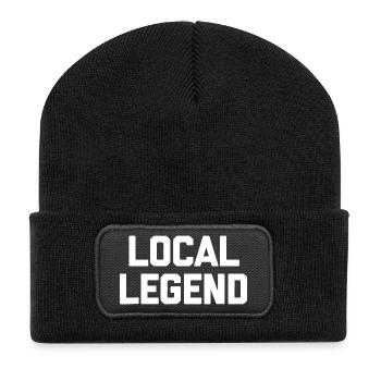 Lokale Legende Fette Typografie - Recycelte Patch Beanie - Schwarz - Vorne