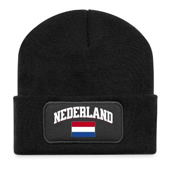 Netherlands Football Lover Retro Sports Design - Recycled Patch Beanie - black - Front