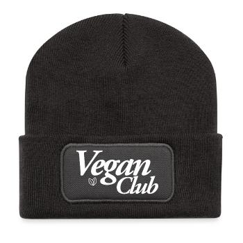 Vegan Club - Beanie recyclé à patch - charbon - Devant