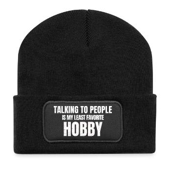 Talking to People Introvert Quote - Recycled Patch Beanie - black - Front